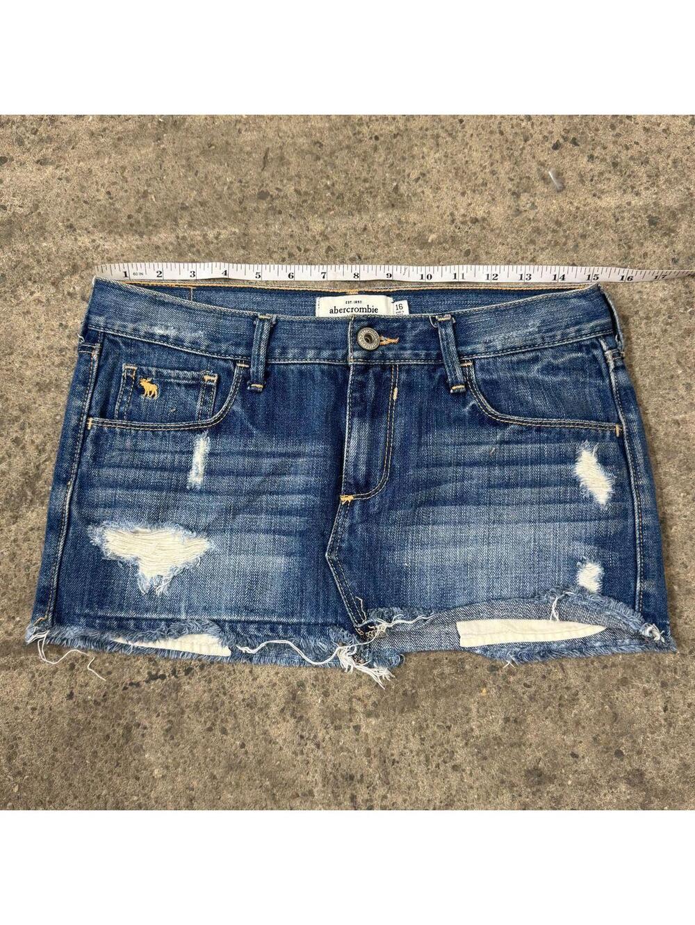 Vintage Y2K Denim Micro Mini Skirt Low Rise Abercrombie - Picture 5 of 6